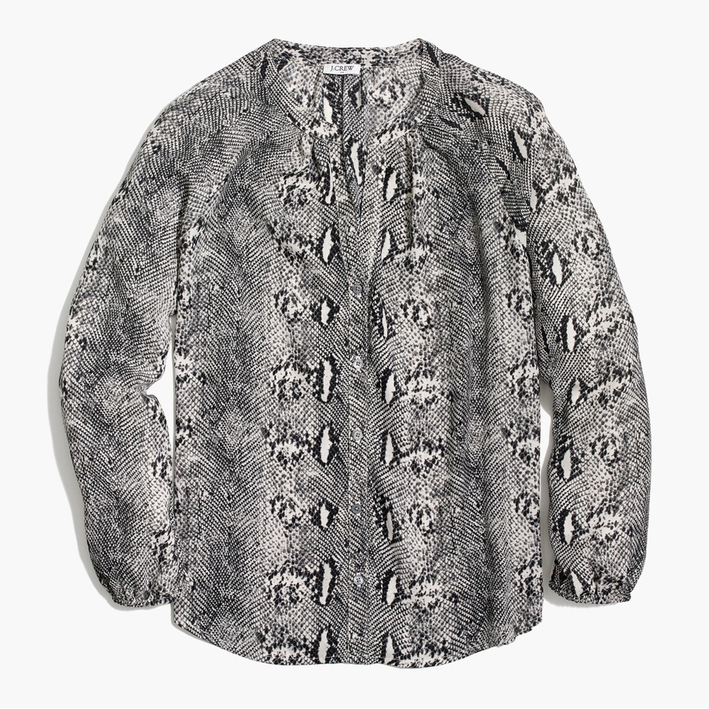 NWT J. Crew Snakeskin Button Up Blouse